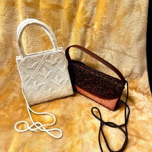 2 satin embroidered evening bags